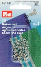 Hakar och hyskor av mässing No. 1, small silverfärg 12 st Hakar och hyskor av mässing No. 1, small silverfärg 12 st